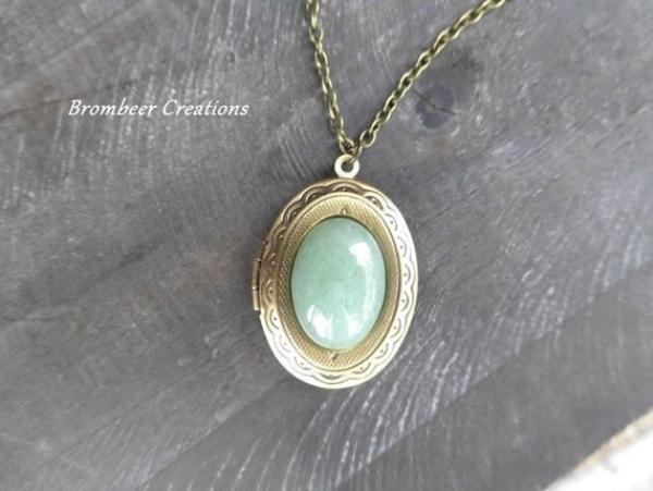 Medallionkette Aventurin Quarz, Medaillon Kette Aventurin Quarz, Bild Kette, Foto Kette, Erinnerung