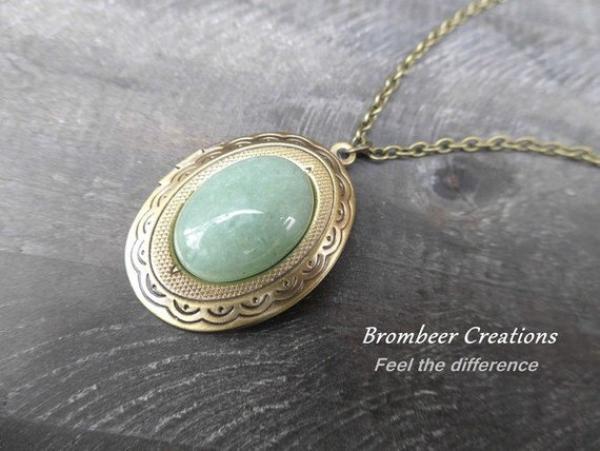Medallionkette Aventurin Quarz, Medaillon Kette Aventurin Quarz, Bild Kette, Foto Kette, Erinnerung